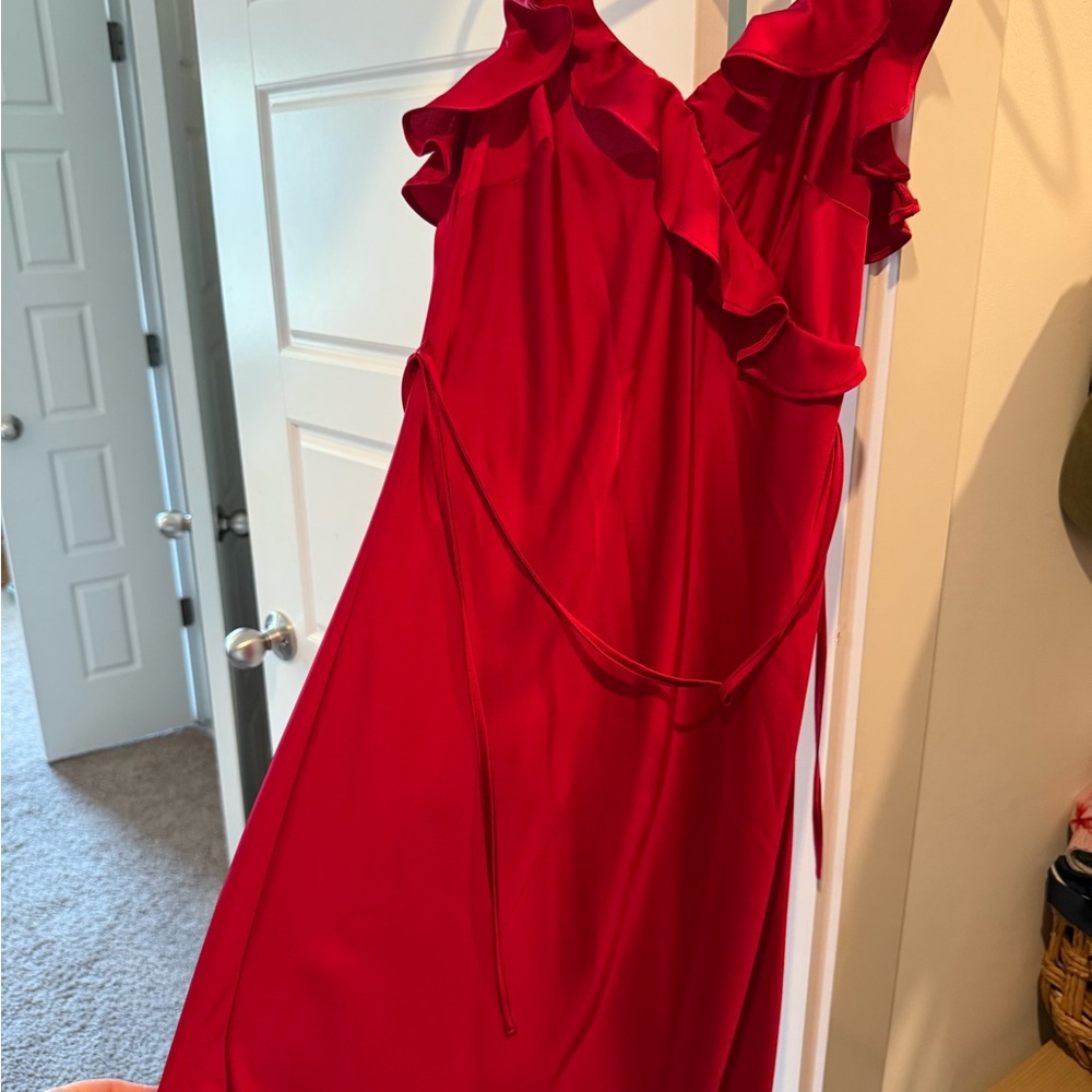Elegant Red Ruffle Dress